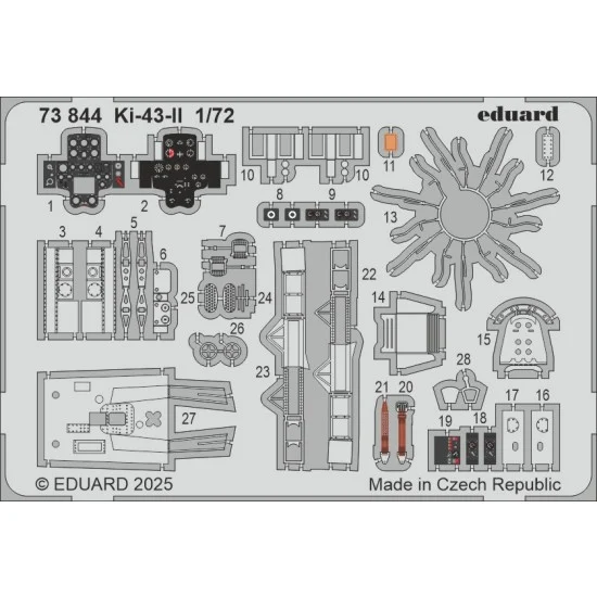 Eduard 73844 1/72 Ki-43-II Detail Parts (PE set) for Arma Hobby kits