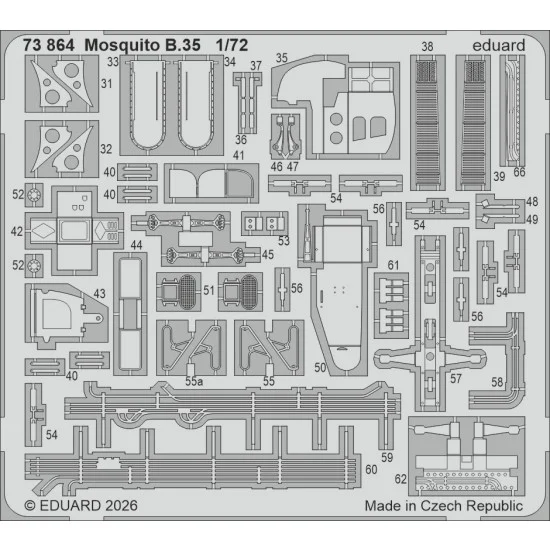 Eduard 73864 1/72 de Havilland Mosquito B.35 Photo-etched set for Airfix kits