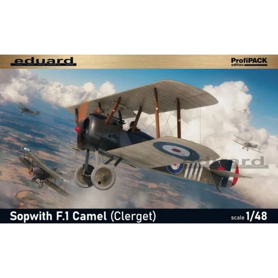 Eduard 82172 1/48 WWI British Sopwith F.1 Camel w/Clerget Rotary Engine [ProfiPACK] - Model Planes