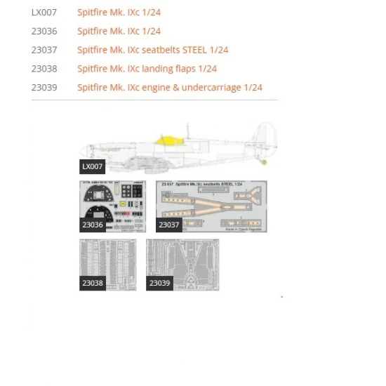 Eduard BIG2405 1/24 Supermarine Spitfire Mk.IXc Super Detail Set for Airfix kits - Model Planes