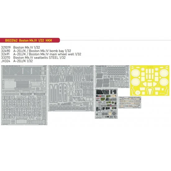 Eduard BIG33162 1/32 Boston Mk.IV Super Detail Set for HK Models kits - Model Planes
