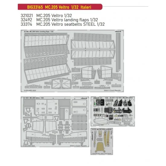 Eduard BIG33165 1/32 Macchi MC.205 Veltro PE Super Detail Set for Italeri kits - Model Planes