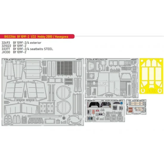 Eduard BIG33166 1/32 Messerschmitt Bf 109F-2 Super Detail Set for Hobby 2000/Hasegawa kits