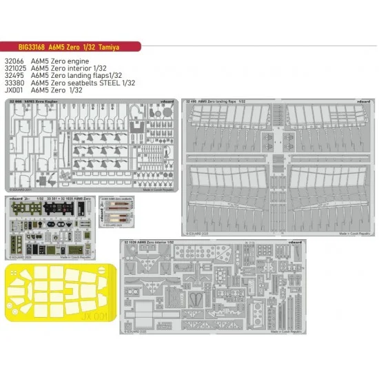 Eduard BIG33168 1/32 A6M5 Zero Photo-etched Super Detail set for Tamiya kits