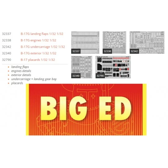Eduard BIG3333 1/32 Boeing B-17G Flying Fortress Super Detail Set - PART II for Hong Kong Models