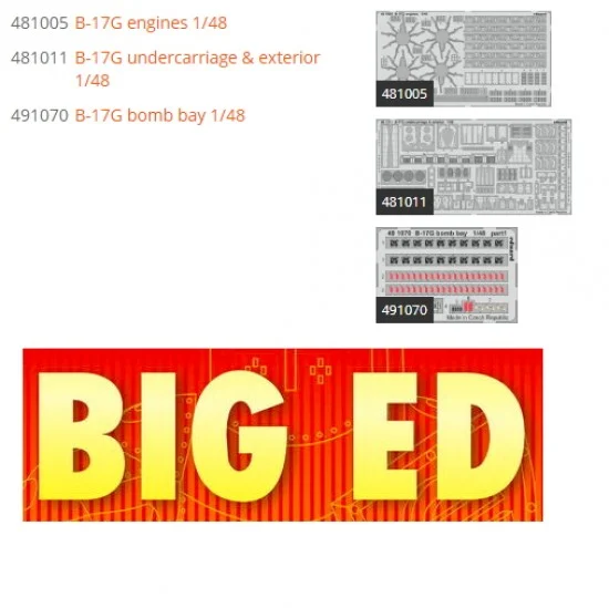 Eduard BIG49255 1/48 B-17G Super Detail Set Part II for HK Models kits