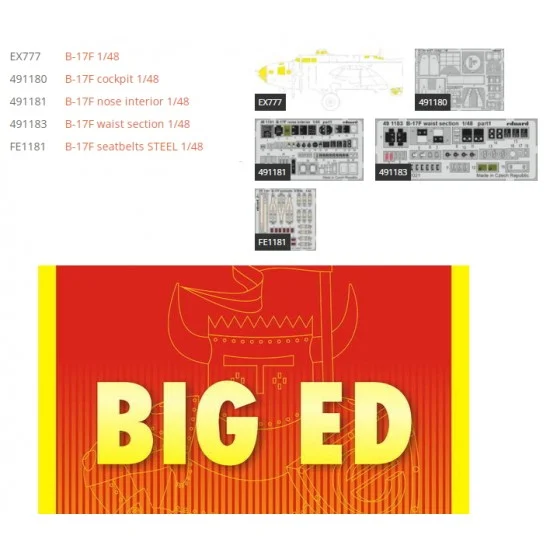 Eduard BIG49298 1/48 Boeing B-17F Flying Fortress Part I Super Detail Set for HK Models
