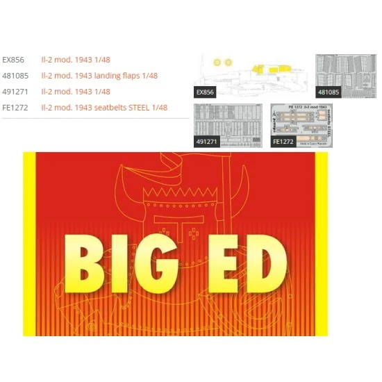 Eduard BIG49334 1/48 Ilyushin Il-2 Shturmovik Mod. 1943 Super Detail Set for Zvezda kits