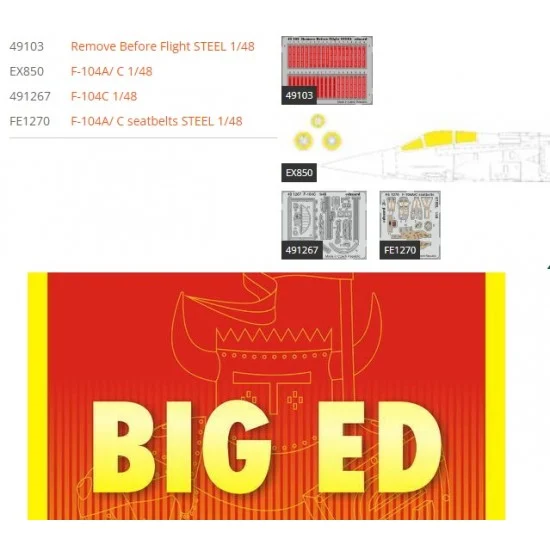 Eduard BIG49335 1/48 Lockheed F-104C Starfighter Super Detail Set for Kinetic kits