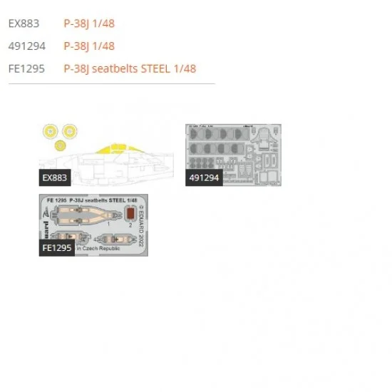 Eduard BIG49349 1/48 Lockheed P-38J Super Detail Set for Tamiya kits