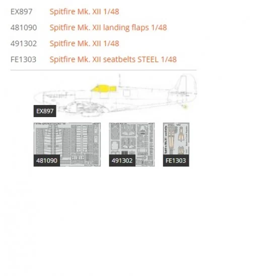 Eduard BIG49353 1/48 Supermarine Spitfire Mk.XII Super Detail Set for Airfix kits - Model Planes