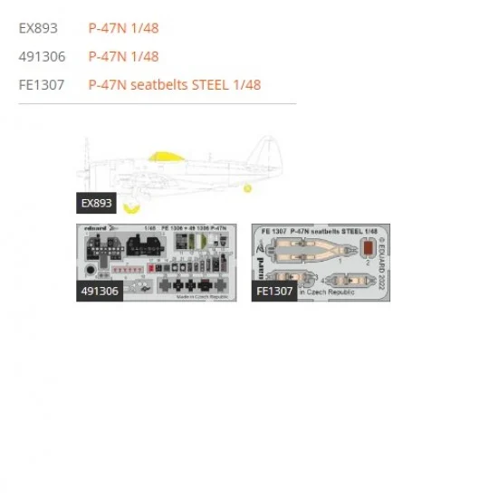 Eduard BIG49354 1/48 Republic P-47N Thunderbolt Super Detail Set for Academy kits