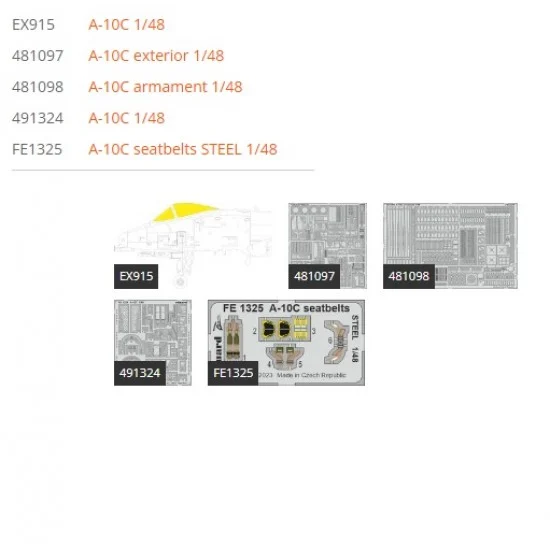 Eduard BIG49362 1/48 Fairchild Republic A-10C Thunderbolt II Super Detail Set for HobbyBoss kits