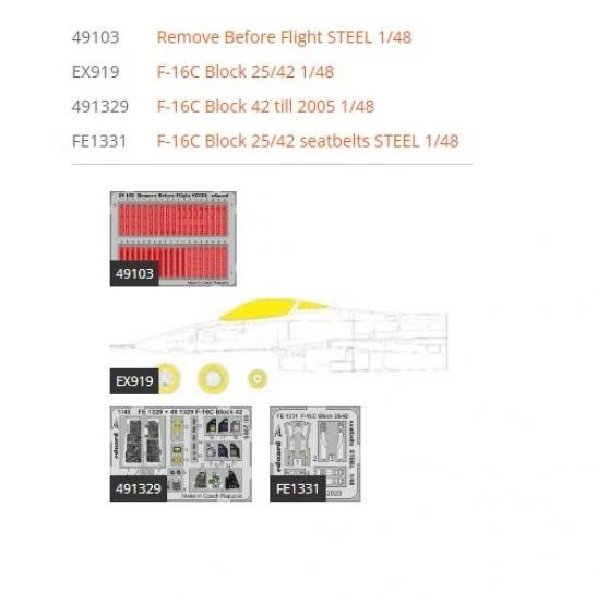 Eduard BIG49365 1/48 F-16C Fighting Falcon Block 42 till 2005 Super Detail Set for Kinetic kits