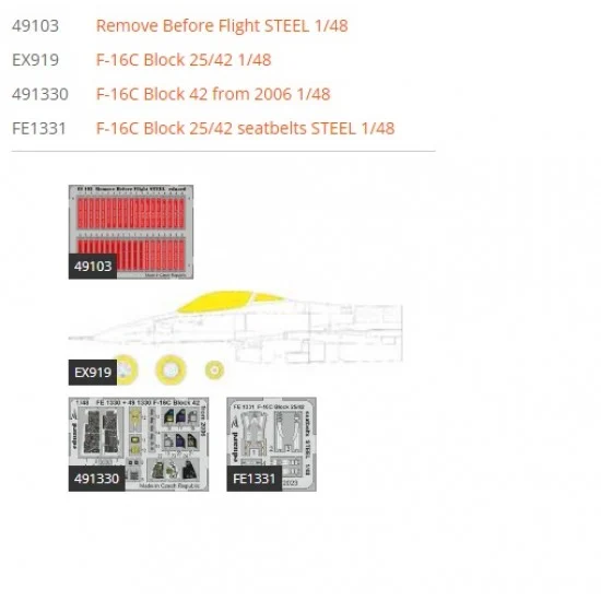 Eduard BIG49366 1/48 F-16C Fighting Falcon Block 42 from 2006 Super Detail Set for Kinetic kits