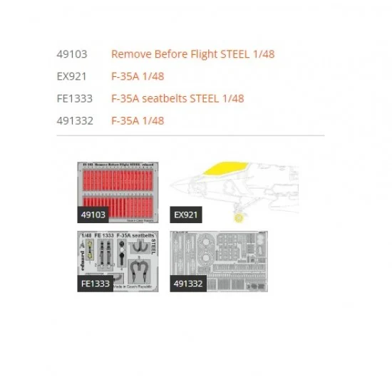 Eduard BIG49369 1/48 Lockheed Martin F-35A Lightning II Super Detail Set for Tamiya kits
