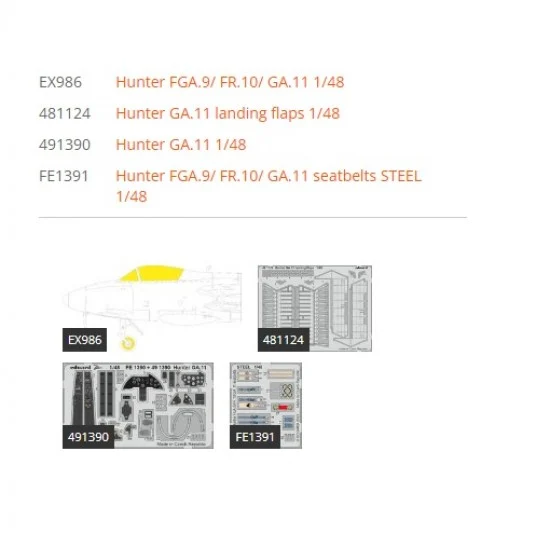 Eduard BIG49393 1/48 Hawker Hunter Ga.11 Super Detail Set for Airfix kits - Model Planes