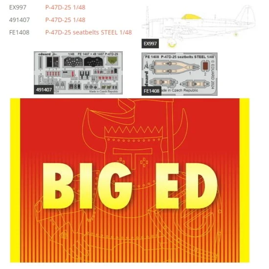 Eduard BIG49401 1/48 Republic P-47D-25 Thunderbolt Super Detail Set for MiniArt kits