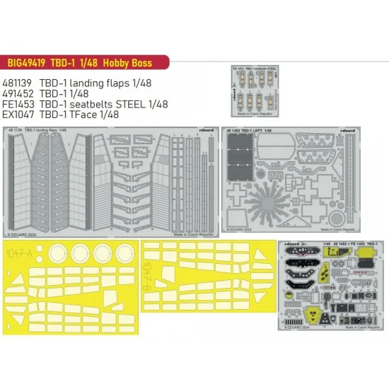 Eduard BIG49419 1/48 Douglas TBD-1 Devastator Super Detail Set for Hobby Boss kits