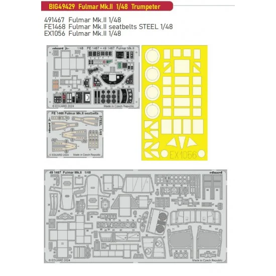 Eduard BIG49429 1/48 Fairey Fulmar Mk.II Super Detail set for Trumpeter kits - Model Planes