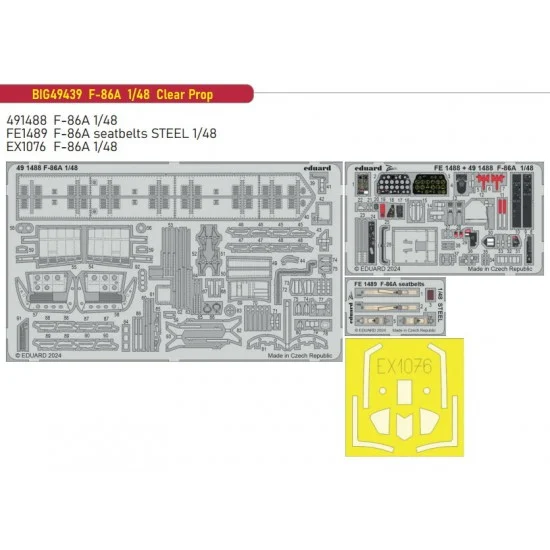 Eduard BIG49439 1/48 F-86A Super Detail Set (PE) for Clear Prop kits