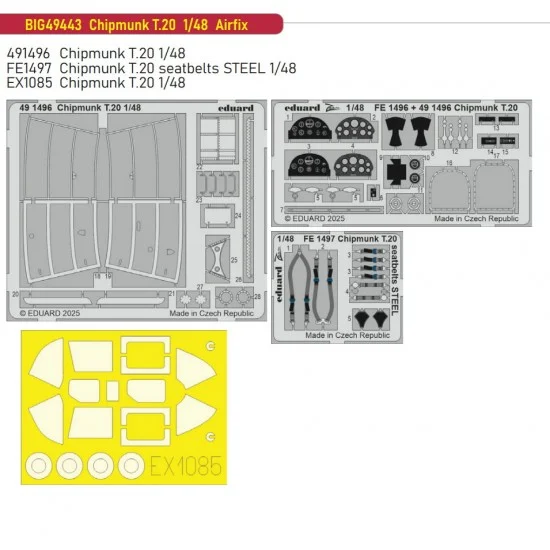 Eduard BIG49443 1/48 Chipmunk T.20 PE Super Detail Set for Airfix kits - Model Planes