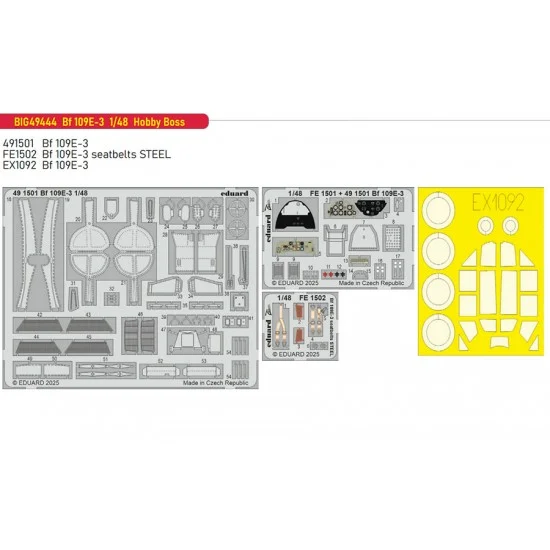Eduard BIG49444 1/48 Messerschmitt Bf 109E-3 Super Detail Set for Hobby Boss kits