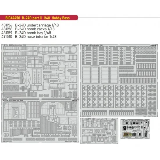 Eduard BIG49450 1/48 B-24D Liberator Part II Super Detail Set (PE) for Hobby Boss kits