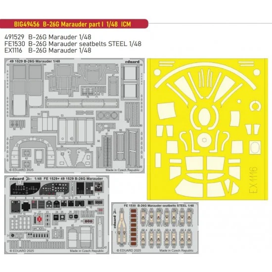 Eduard BIG49456 1/48 B-26G Marauder part I Super Detail Set (PE) for ICM kits