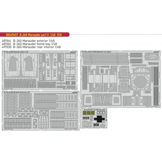 Eduard BIG49457 1/48 B-26G Marauder part II Super Detail Set (PE) for ICM kits