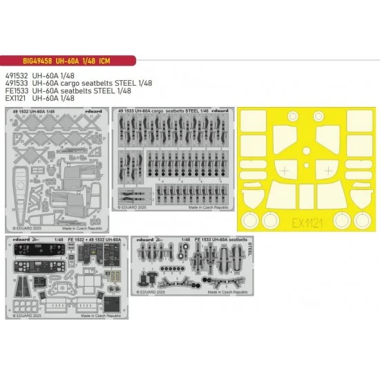 Eduard BIG49458 1/48 UH-60A Super Detail Set (PE) for ICM kits