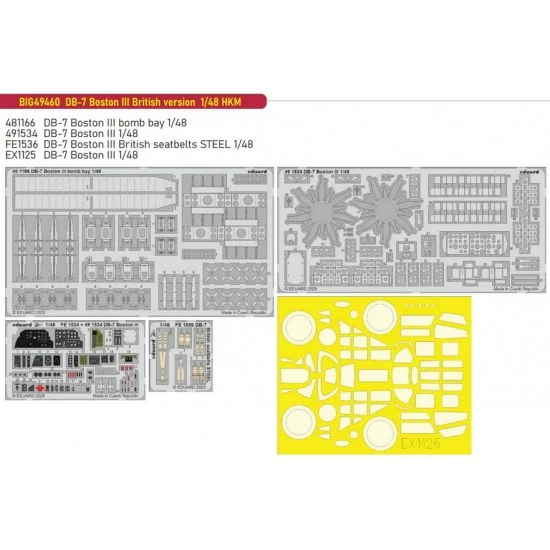 Eduard BIG49460 1/48 DB-7 Boston III British Ver Photo-etched Super Detail set for HK Model kits