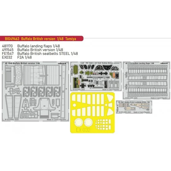 Eduard BIG49463 1/48 Buffalo British Version Photo-etched Super Detail set for Tamiya kits