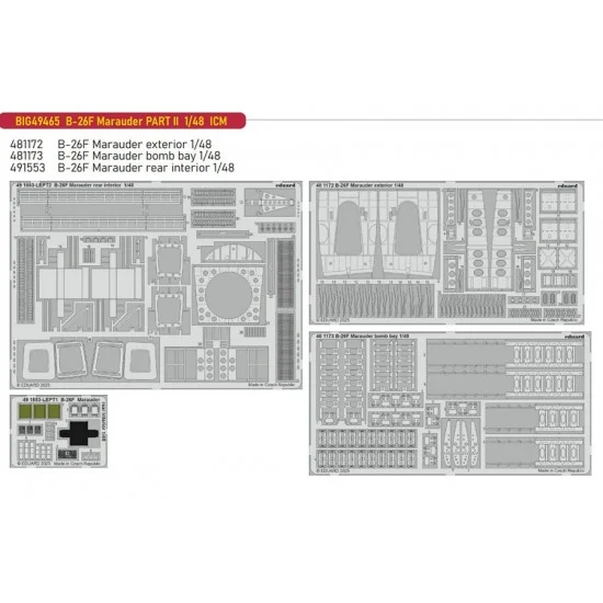 Eduard BIG49465 1/48 Martin B-26F Marauder Super Detail set PART II for ICM kits