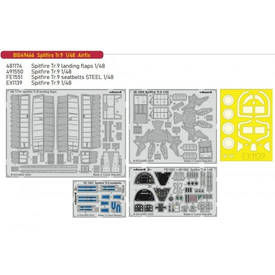 Eduard BIG49466 1/48 Supermarine Spitfire Tr.9 Super Detail set for Airfix kits - Model Planes