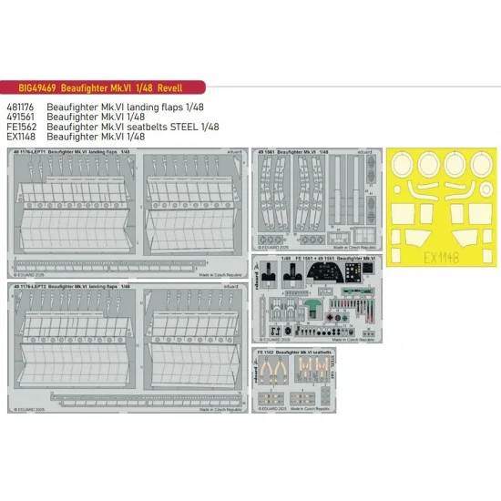 Eduard BIG49469 1/48 Beaufighter Mk.VI Super PE Detail set for Revell kits - Model Planes