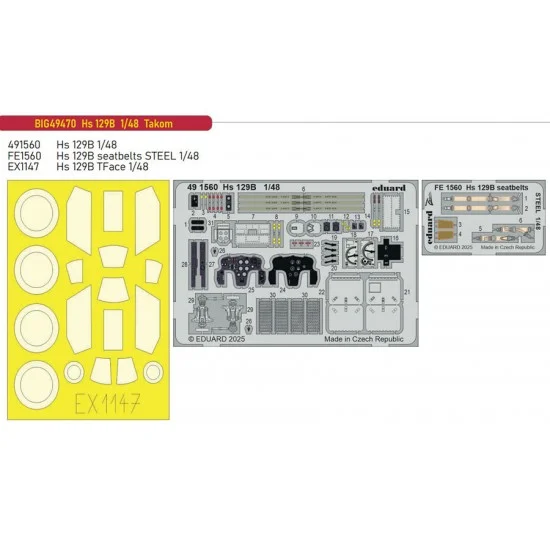 Eduard BIG49470 1/48 Hs 129B Super PE Detail set for Takom kits - Model Planes