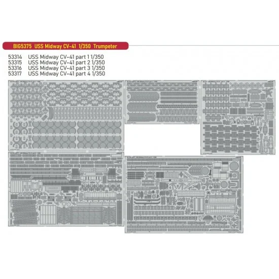 Eduard BIG5375 1/350 USS Midway CV-41 Super Detail Set (PE) for Trumpeter kits