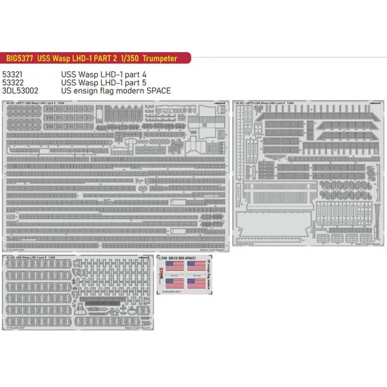 Eduard BIG5377 1/350 USS Wasp LHD-1 Part 20 PE Super Detail Set for Trumpeter kits