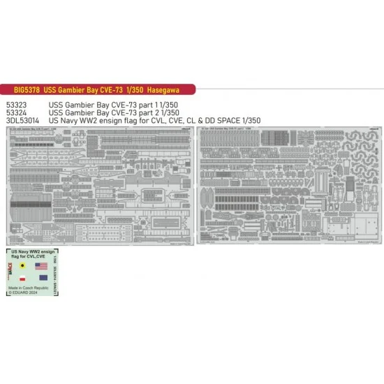 Eduard BIG5378 1/350 USS Gambier Bay CVE-73 Photo-etched Super Detail set for Hasegawa kits
