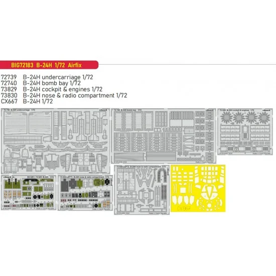 Eduard BIG72183 1/72 Consolidated B-24H Liberator Super Detail Set for Airfix kits