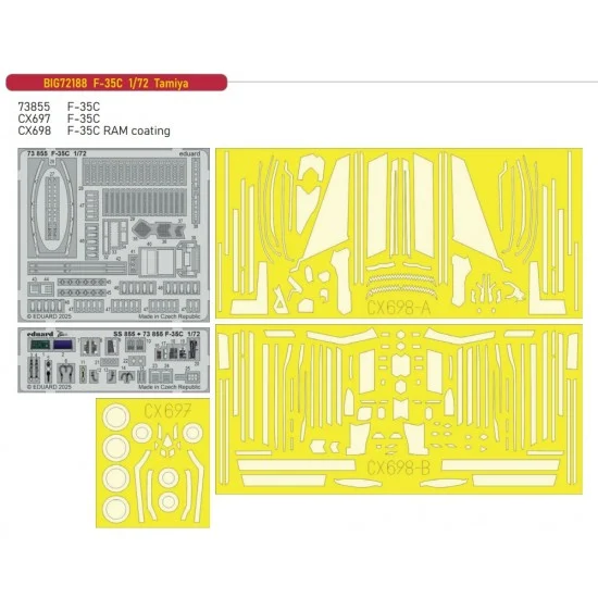 Eduard BIG72188 1/72 F-35C Lightning II PE Super Detail Set for Tamiya kits