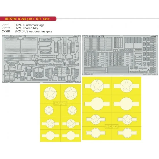 Eduard BIG72190 1/72 B-24D Liberator Photo-etched Super Detail Set Part II for Airfix kits