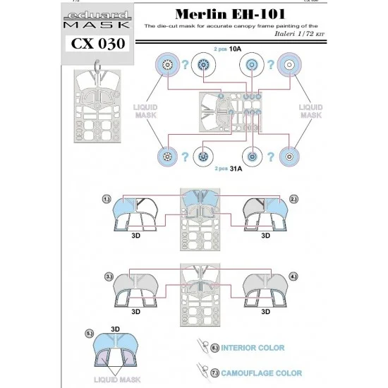 Eduard CX030 1/72 EH-101 Merlin HM1 Paint Mask for Italeri kit