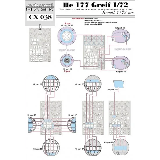 Eduard CX038 1/72 Heinkel He 177 Greif Paint Mask for Revell kit - Model Planes
