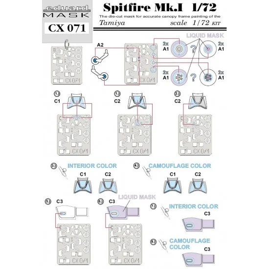 Eduard CX071 1/72 Spitfire Mk.I Paint Mask for Tamiya kit - Model Planes