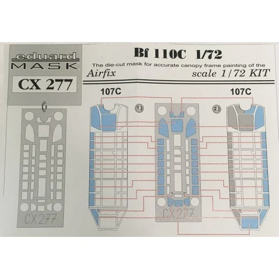 Eduard CX277 1/72 Messerschmitt Bf-110C Paint Mask for Airfix kit