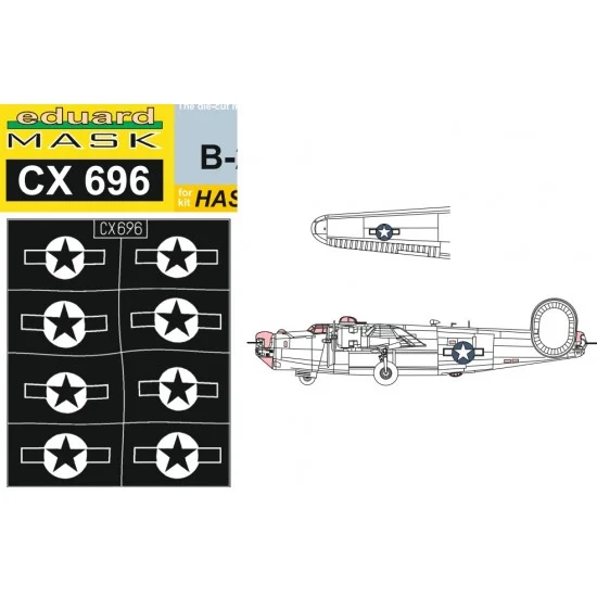 Eduard CX696 1/72 B-24J Liberator US National Insignia Masking for Hasegawa kits