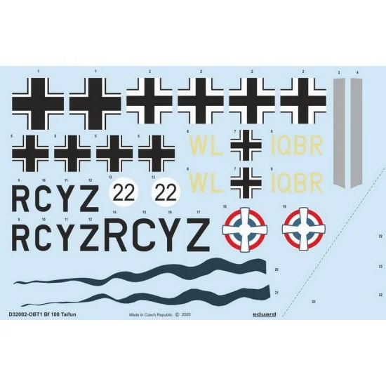 Eduard D32002 1/32 Messerschmitt Bf 108 Taifun Decals for Eduard kits - Model Planes
