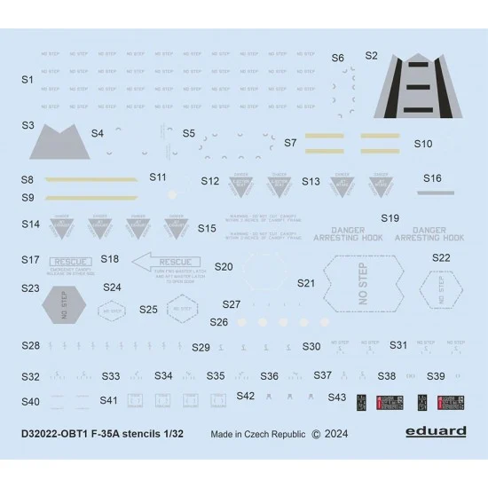 Eduard D32022 1/32 Lockheed Martin F-35A Lightning II Stencils Decal for Italeri kits